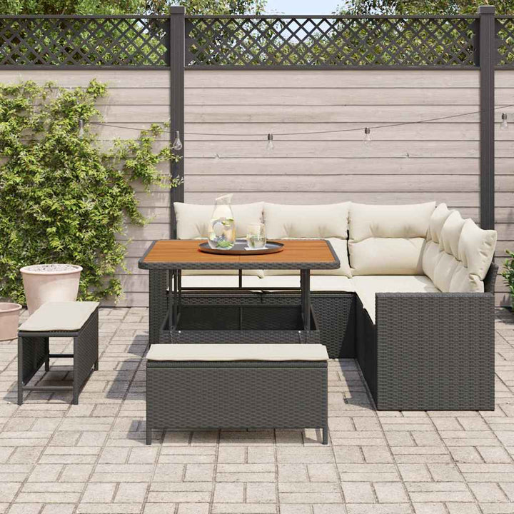 Havesofa Sæt 8 stk. Sort polyrattan