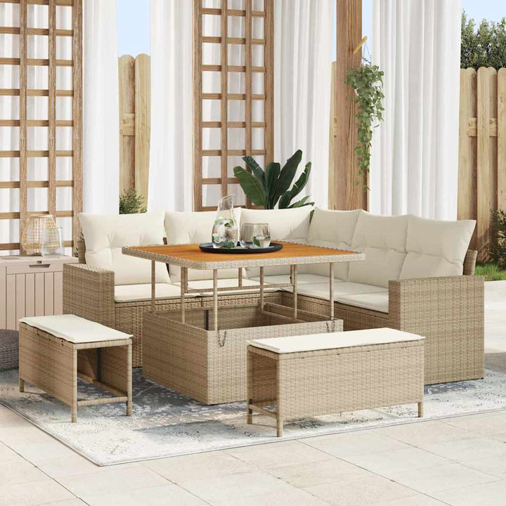 Havesofa Sæt 8 pcs Beige polyrattan