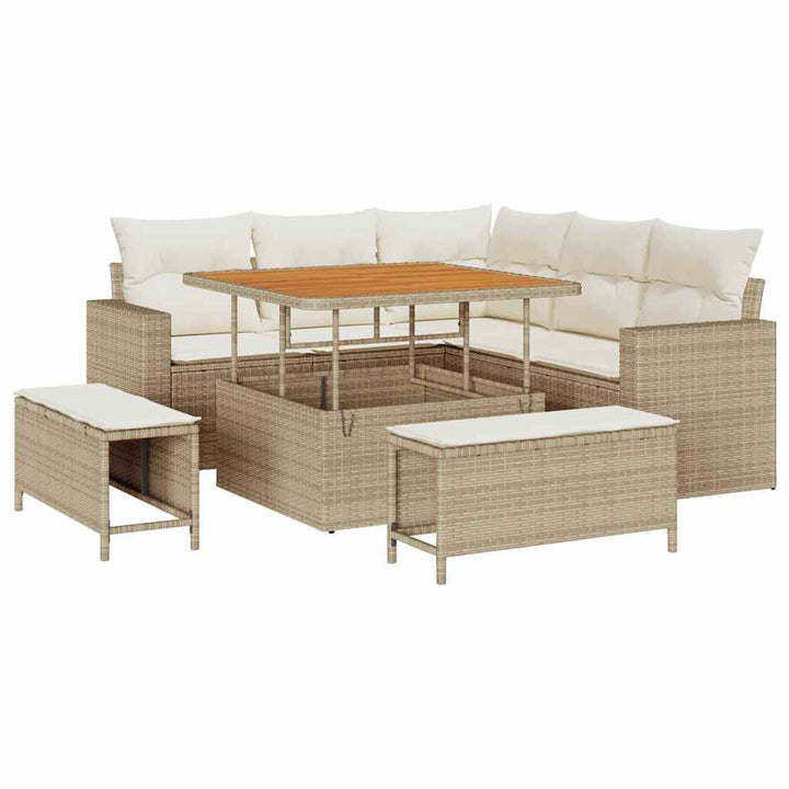 Havesofa Sæt 8 pcs Beige polyrattan