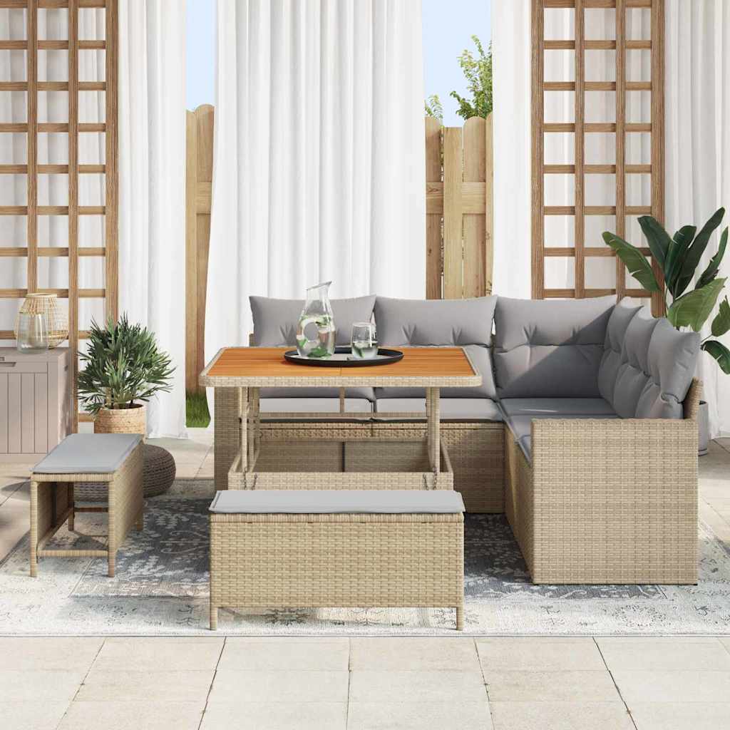 Havesofa Sæt 8 pcs Beige polyrattan