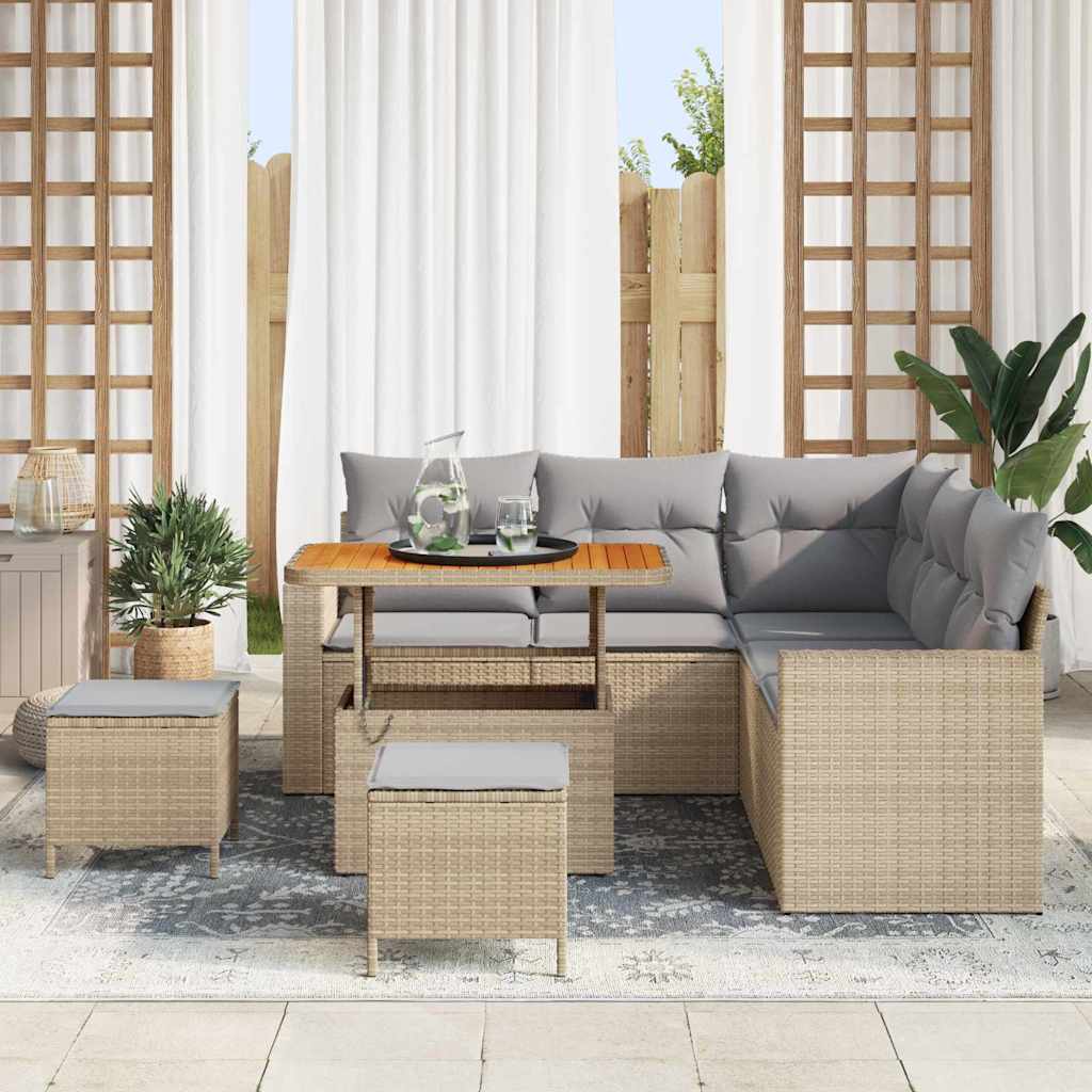 Havesofa Sæt 8 stk. Beige polyrattan