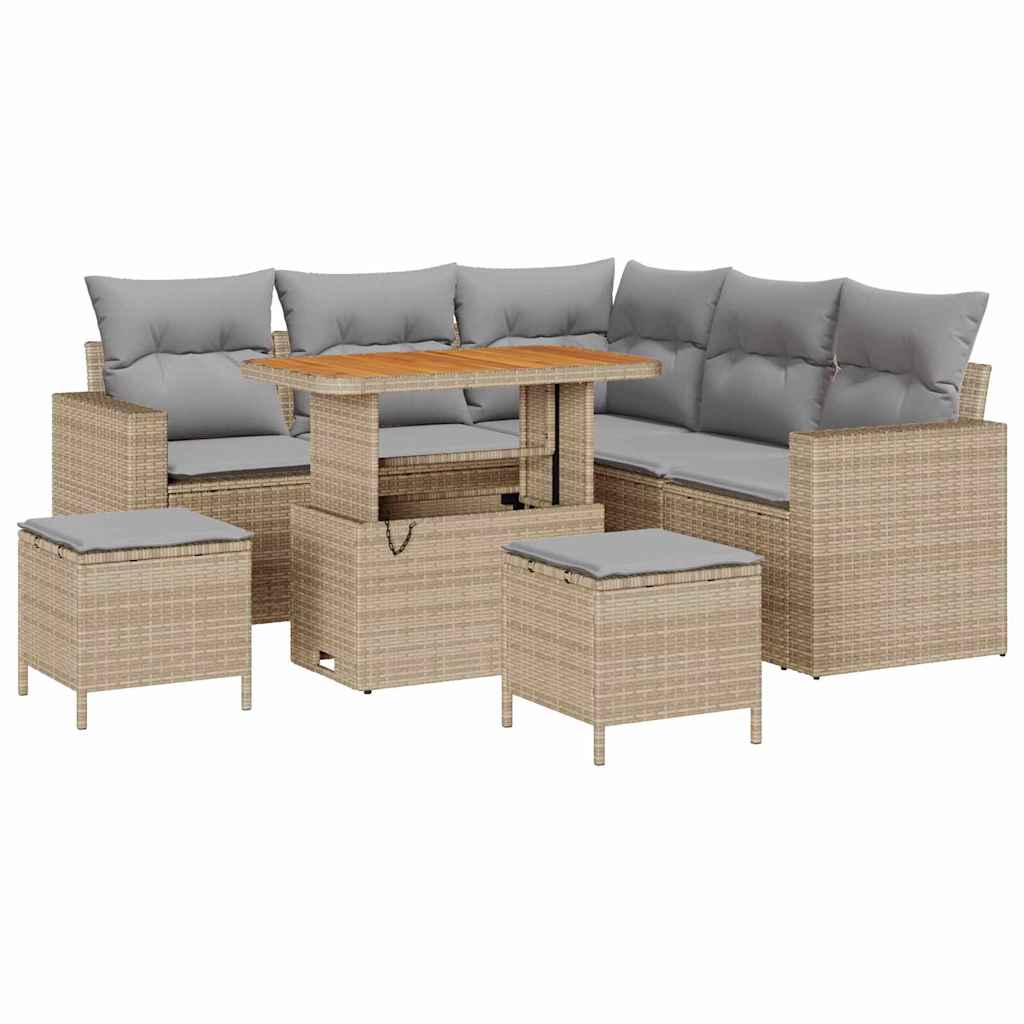 Havesofa Sæt 8 stk. Beige polyrattan