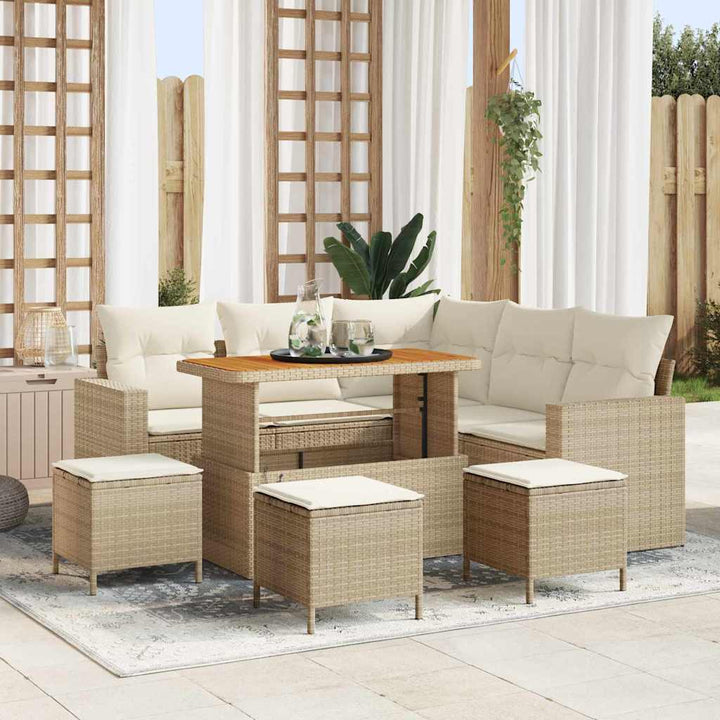 Havesofa Sæt 9 pcs Beige polyrattan