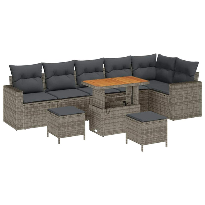 Havesofa Sæt 9 pcs Grå polyrattan