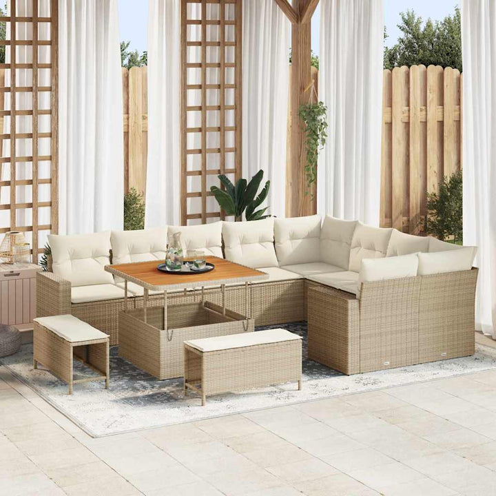 Havesofa Sæt 12 pcs Beige polyrattan