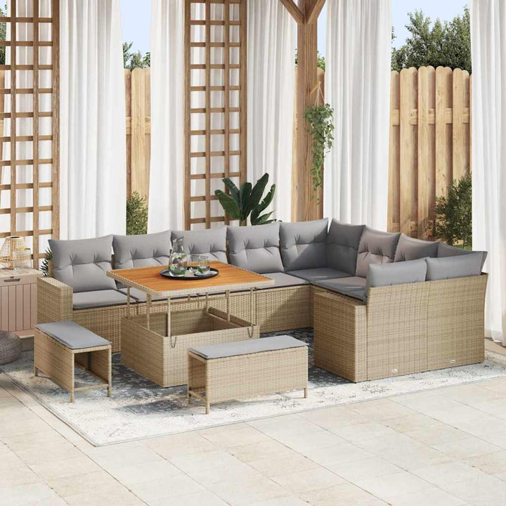 Havesofa Sæt 12 pcs Beige polyrattan