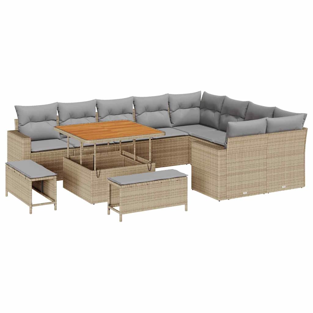 Havesofa Sæt 12 pcs Beige polyrattan