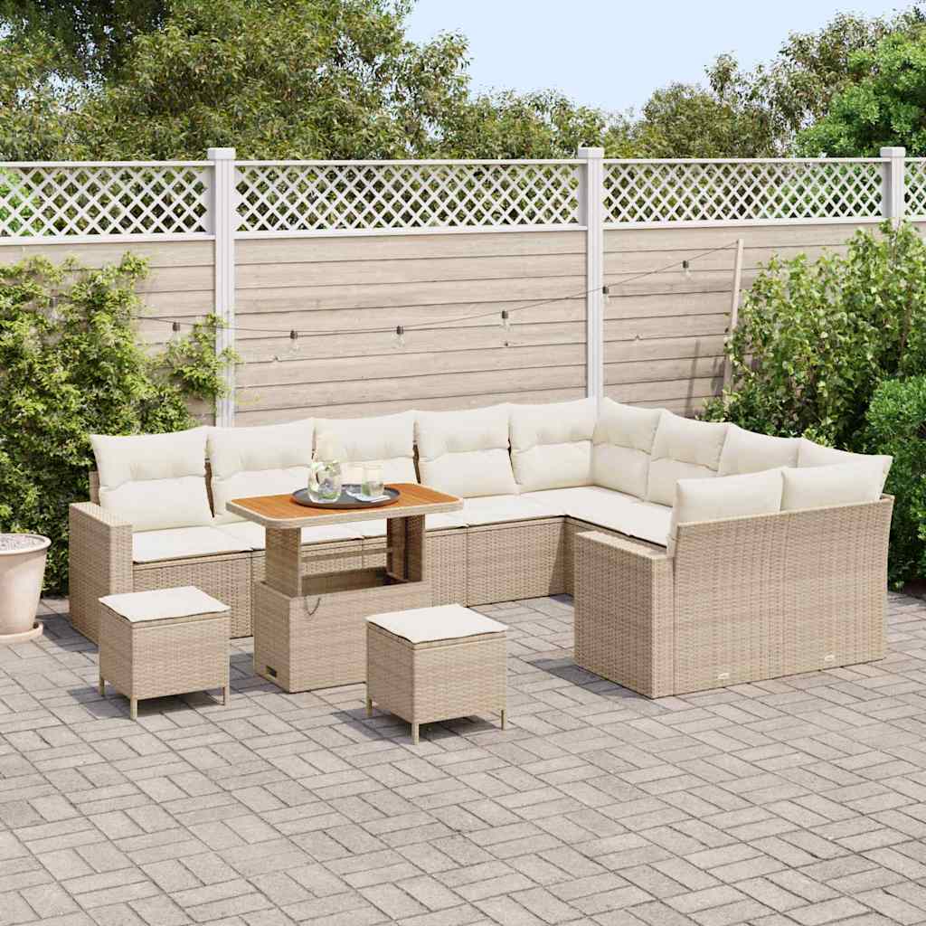 Havesofa Sæt 12 pcs Beige polyrattan