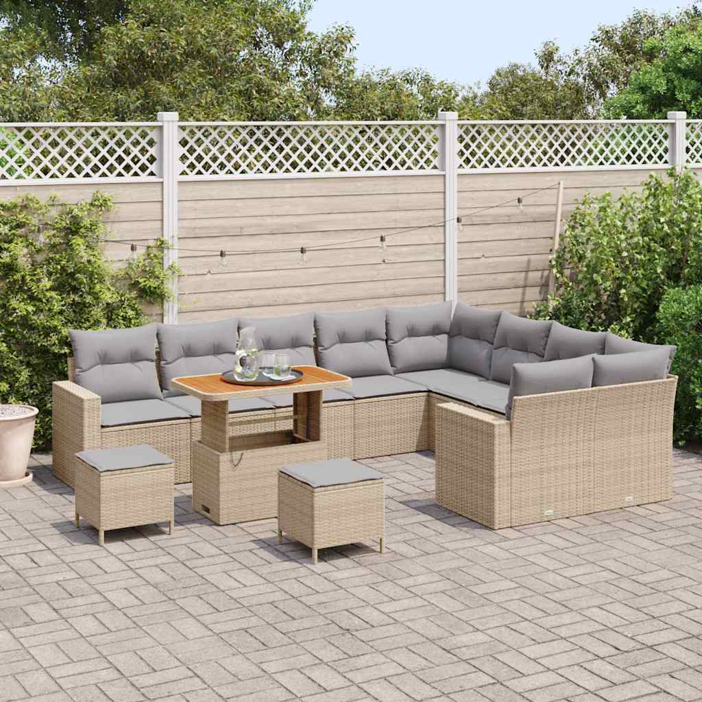 Havesofa Sæt 12 stk. Beige polyrattan