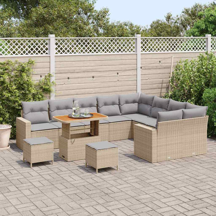 Havesofa Sæt 12 pcs Beige polyrattan