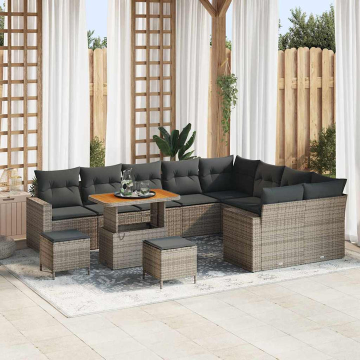 Havesofa Sæt 12 pcs Grå polyrattan