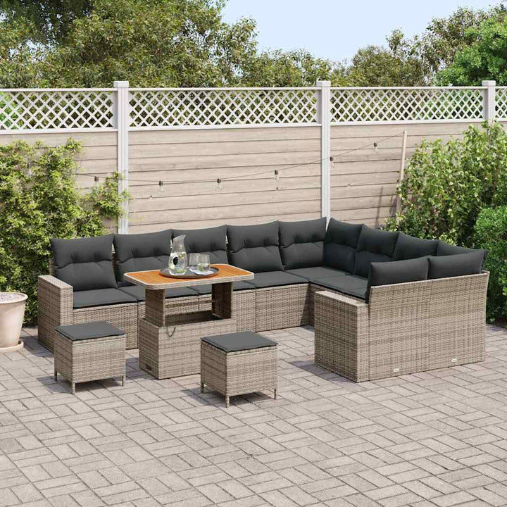 Havesofa Sæt 12 pcs Grå polyrattan