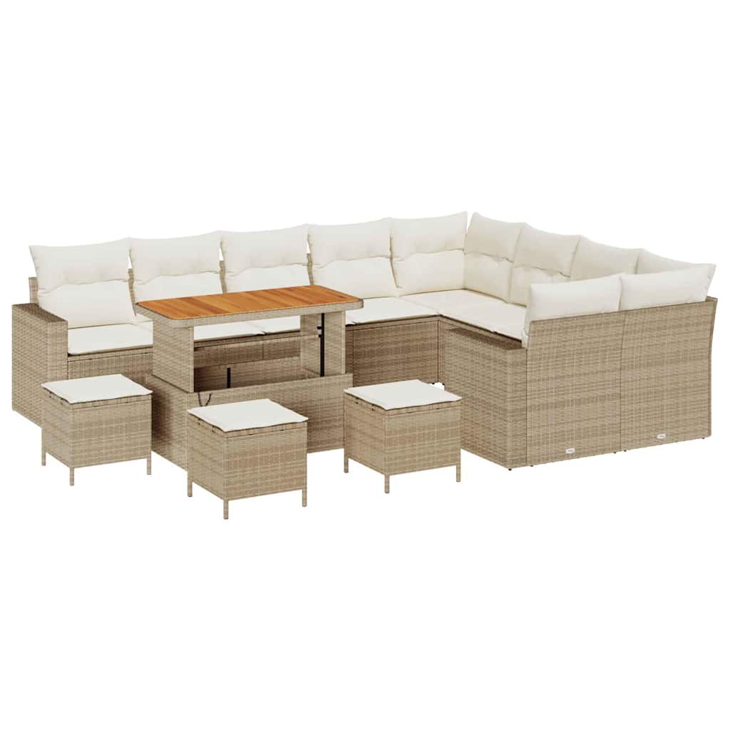 Havesofa Sæt 13 pcs Beige polyrattan