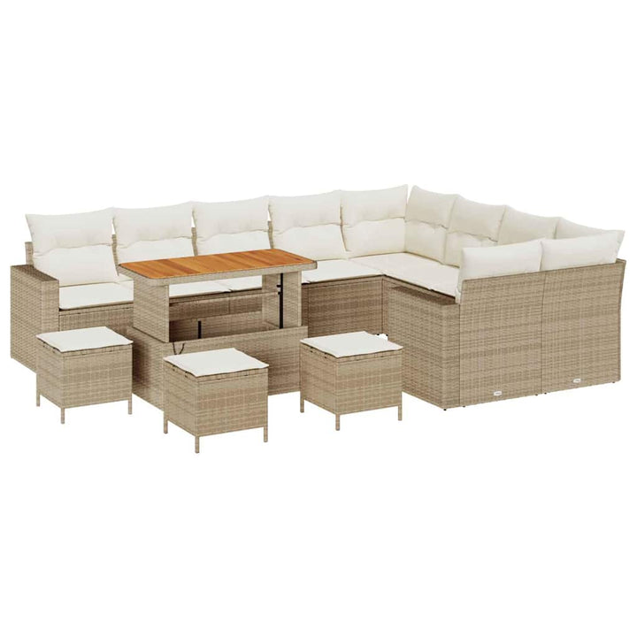 Havesofa Sæt 13 pcs Beige polyrattan