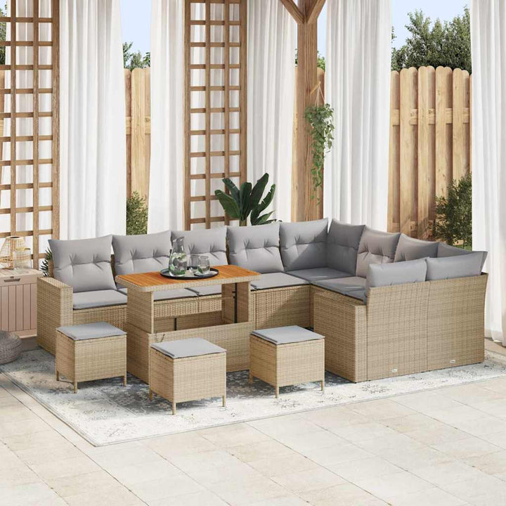 Havesofa Sæt 13 stk. Beige polyrattan