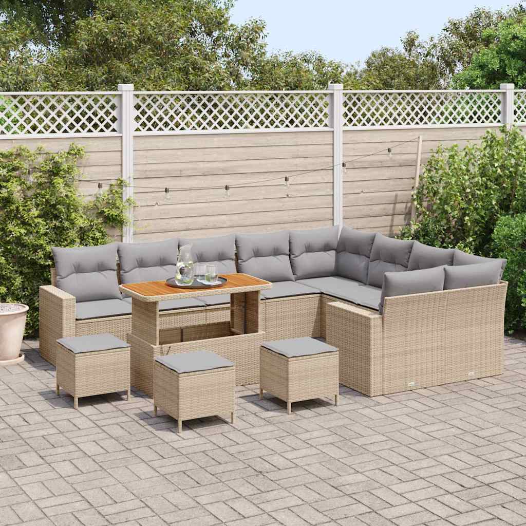 Havesofa Sæt 13 pcs Beige polyrattan