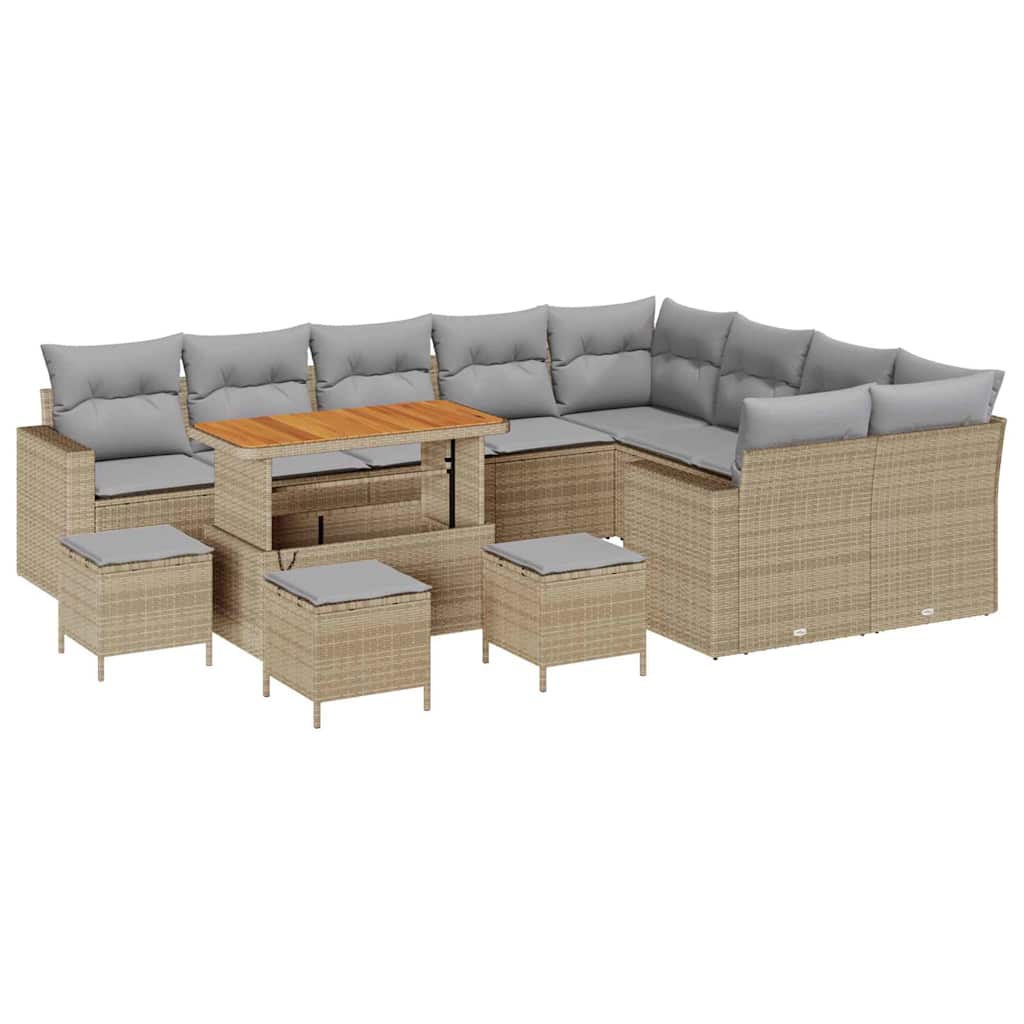 Havesofa Sæt 13 pcs Beige polyrattan