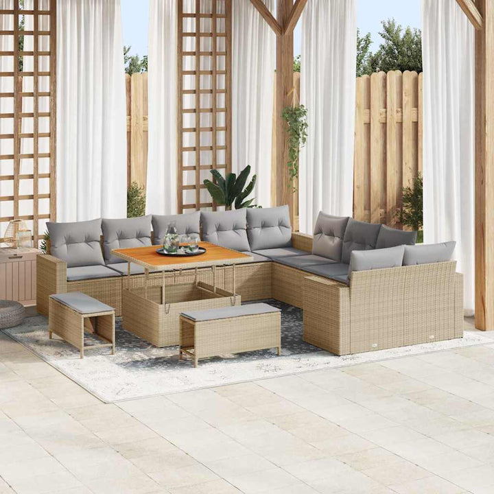 Havesofa Sæt 13 pcs Beige polyrattan