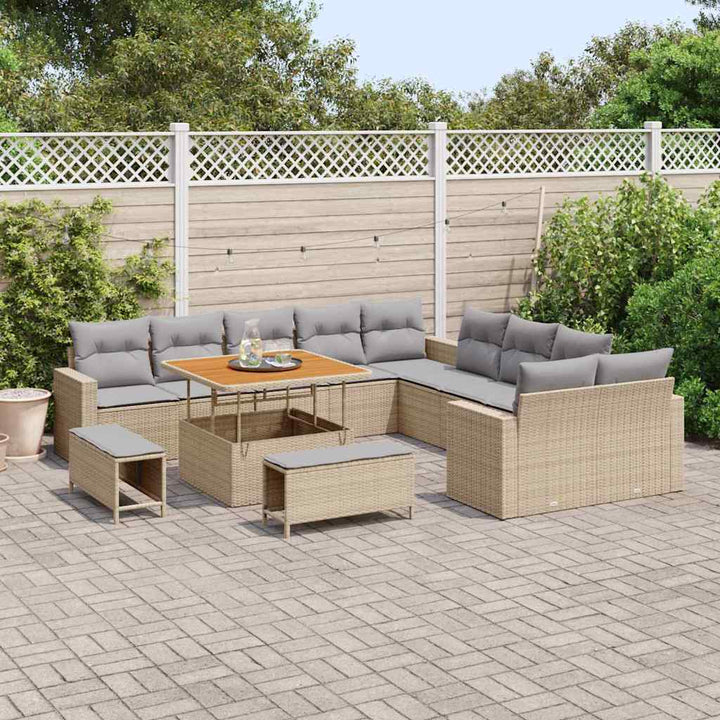 Havesofa Sæt 13 pcs Beige polyrattan