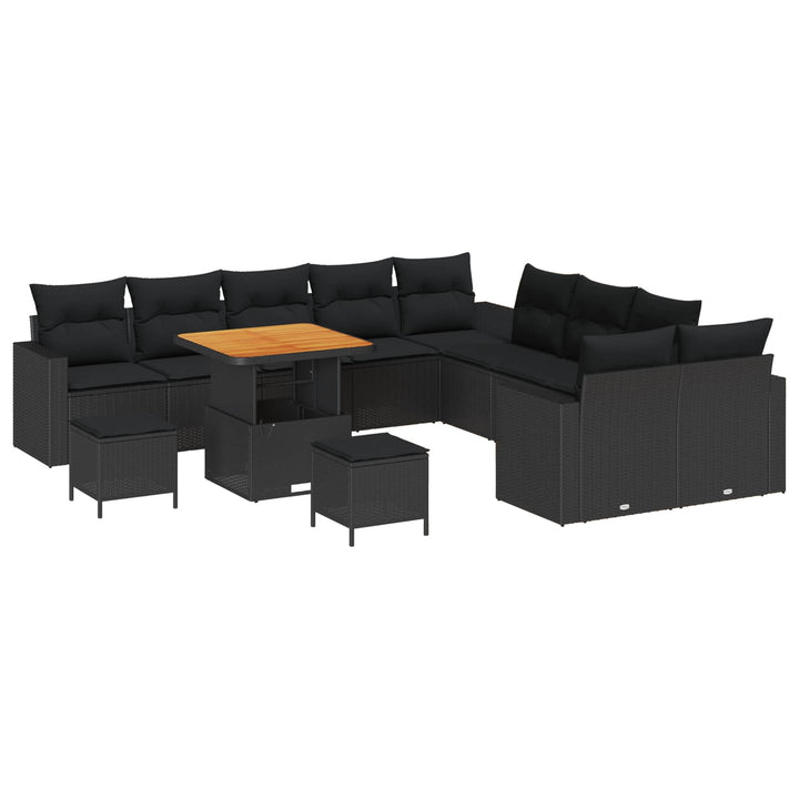 Havesofa Sæt 13 stk. Sort polyrattan