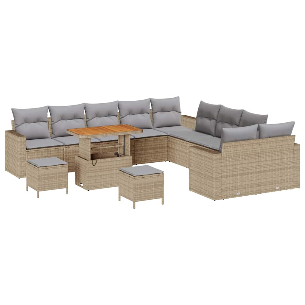 Havesofa Sæt 13 pcs Beige polyrattan