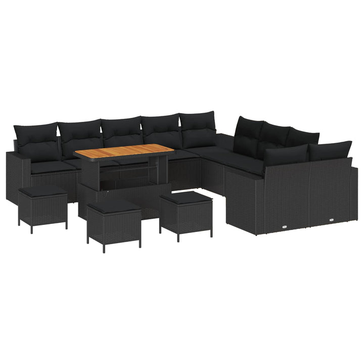 Havesofa Sæt Højdejusterbar 14 pcs Sort polyrattan