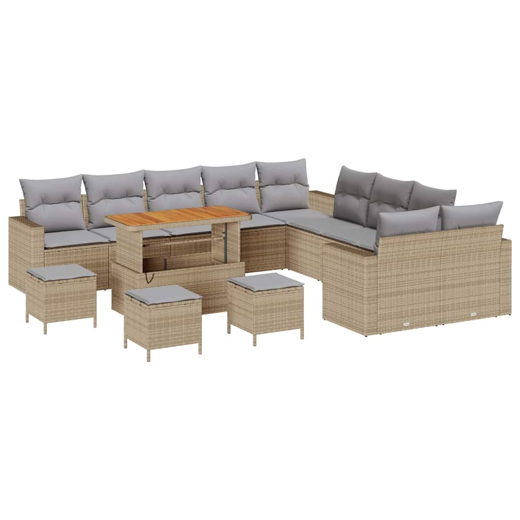 Havesofa Sæt 14 pcs Beige polyrattan