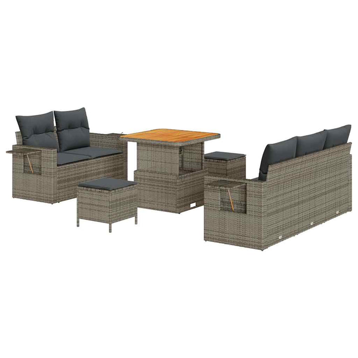 Havesofa Sæt med pude 8 pcs Grå polyrattan