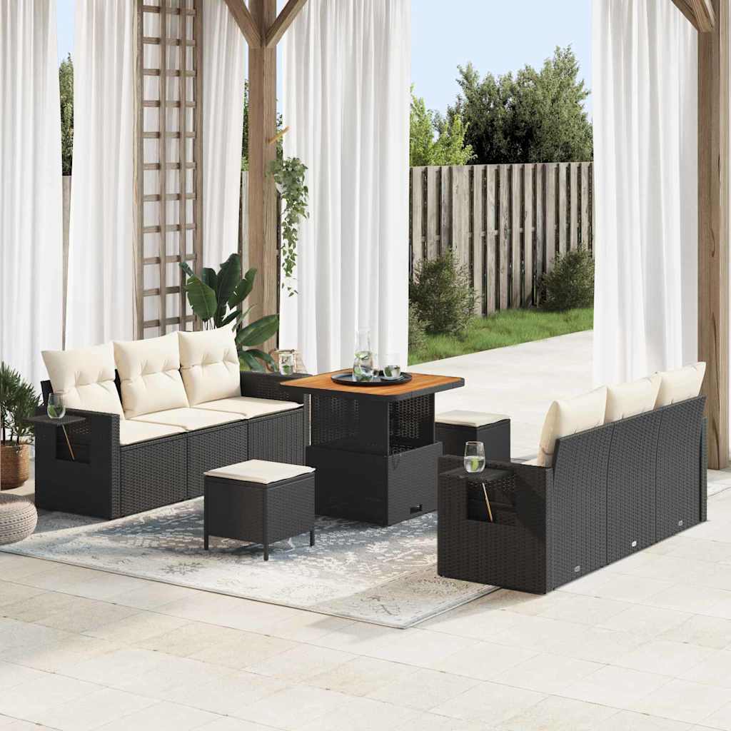 Havesofa Sæt Sort polyrattan