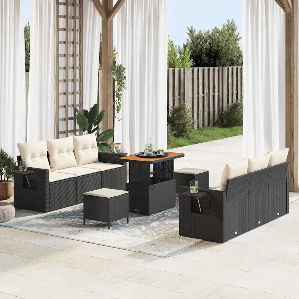 Havesofa Sæt Sort polyrattan