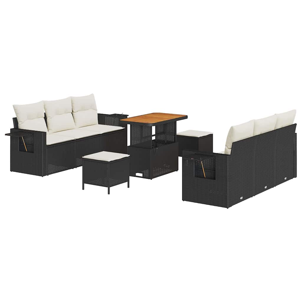 Havesofa Sæt Sort polyrattan