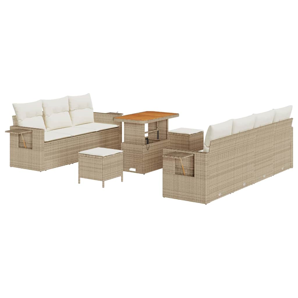 Havesofa Sæt 10 pcs Beige polyrattan