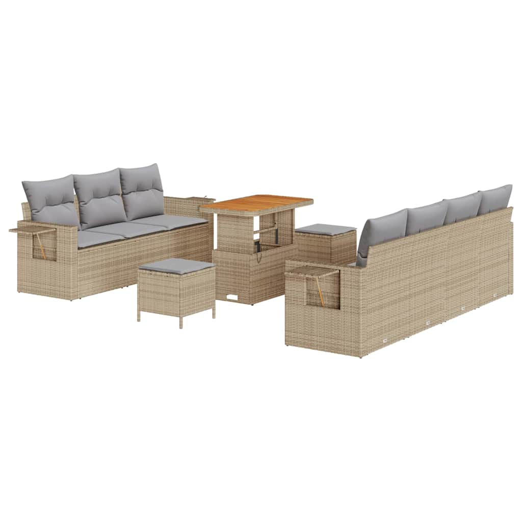 Havesofa Sæt 10 stk. Beige polyrattan