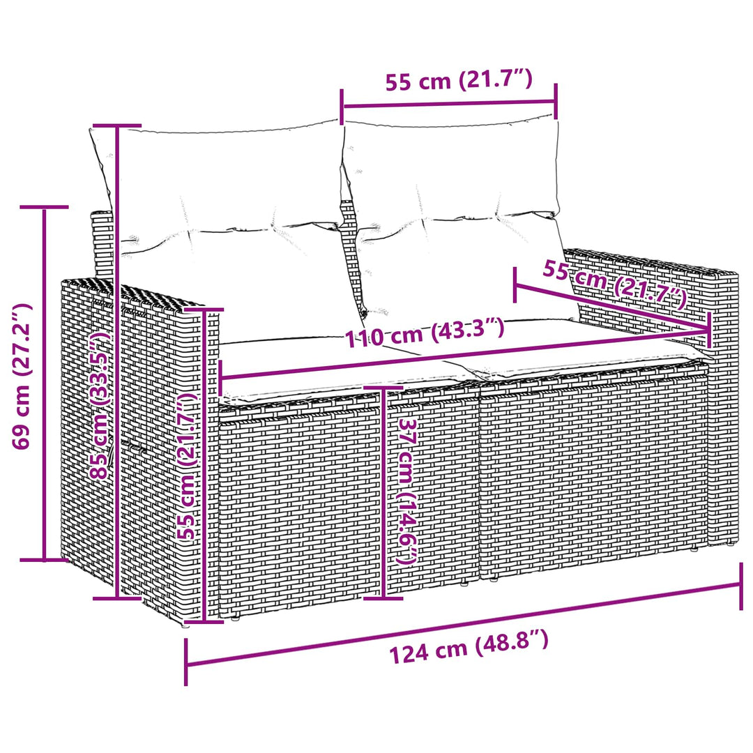 Havesofa Sæt med opbevaring 11 pcs Sort Poly rattan