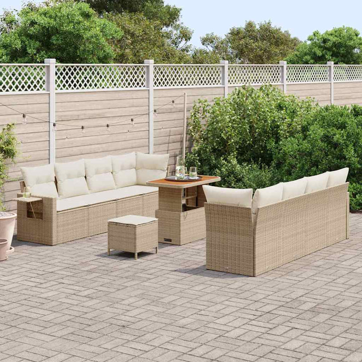 Havesofa Sæt med pude 11 pcs Beige Poly rattan