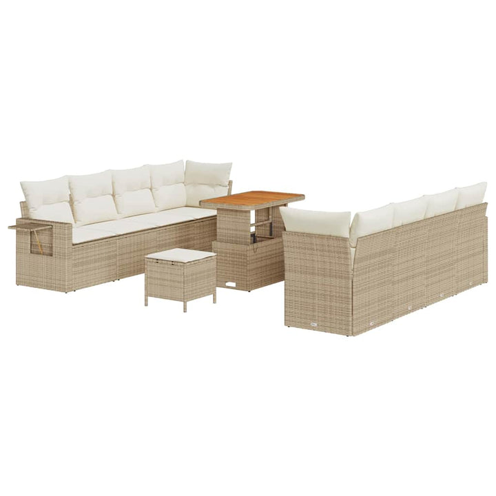 Havesofa Sæt med pude 11 pcs Beige Poly rattan