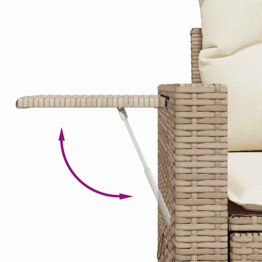 Havesofa Sæt med pude 11 pcs Beige Poly rattan