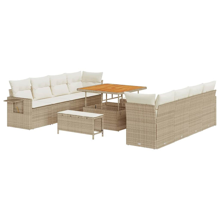 Havesofa Sæt 11 stk. Beige Poly rattan