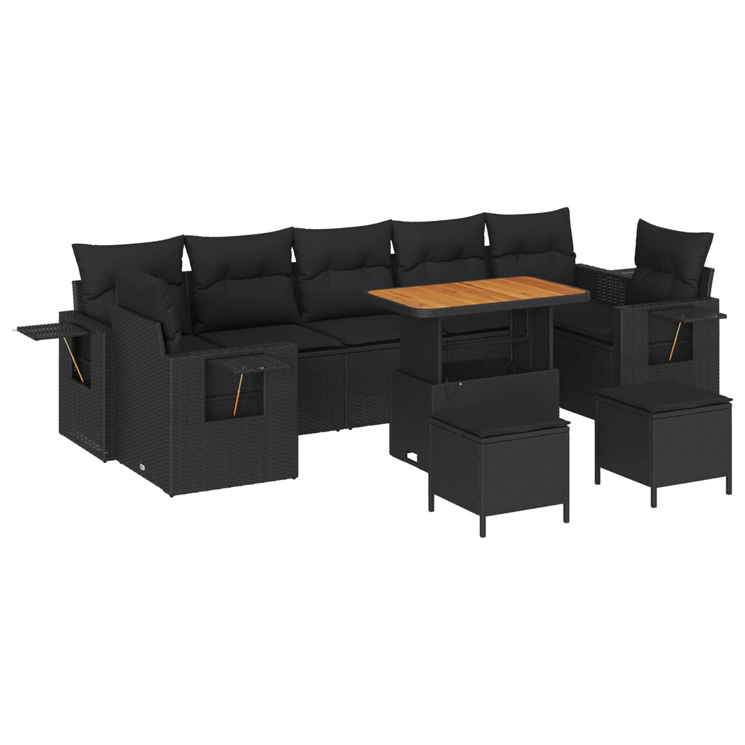 Havesofa Sæt 10 pcs Sort polyrattan