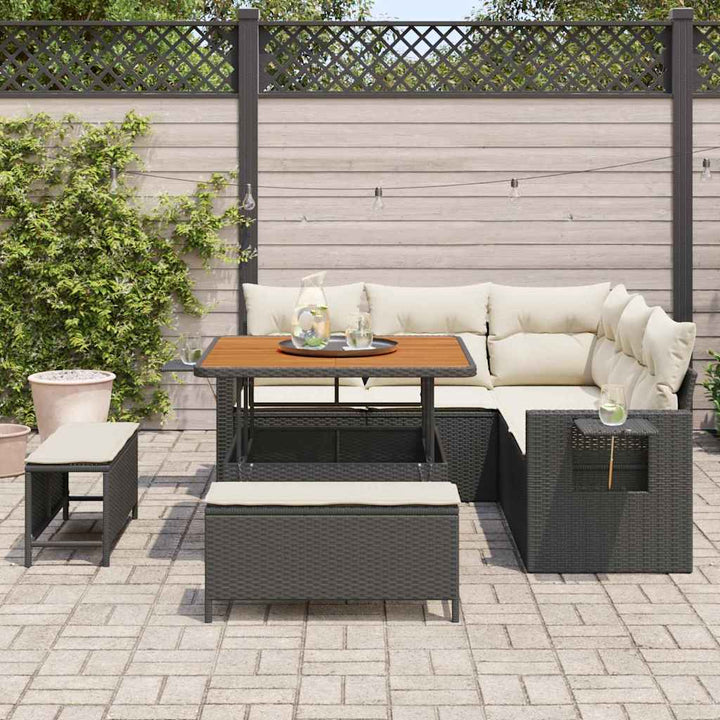 Havesofa Sæt 8 stk. Sort polyrattan