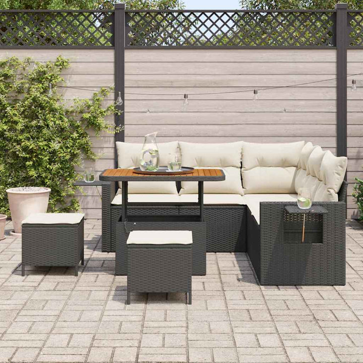 Havesofa Sæt 8 stk. Sort polyrattan