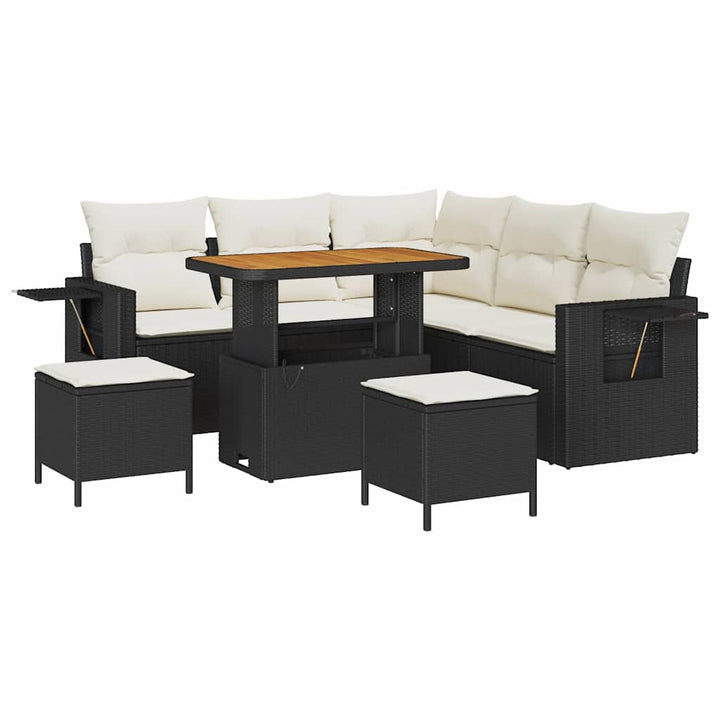 Havesofa Sæt 8 stk. Sort polyrattan