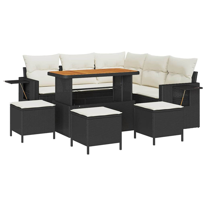 Havesofa Sæt 9 stk. Sort polyrattan