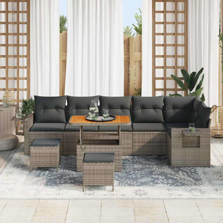 Havesofa Sæt 9 pcs Grå polyrattan
