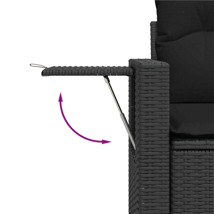 Havesofa Sæt 10 pcs Sort polyrattan