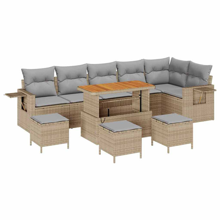 Havesofa Sæt 10 stk. Beige polyrattan