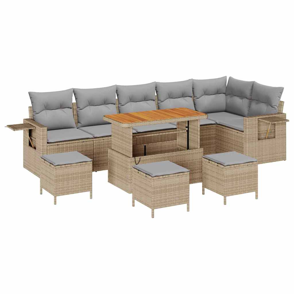 Havesofa Sæt 10 pcs Beige polyrattan