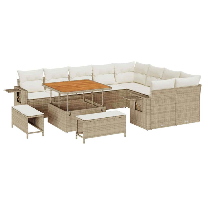 Havesofa Sæt 12 pcs Beige polyrattan