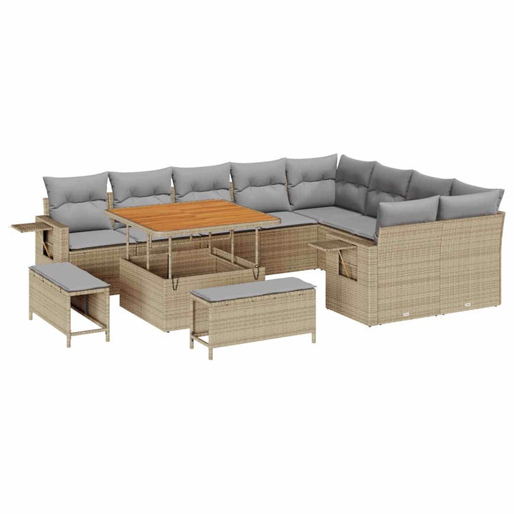 Havesofa Sæt 12 pcs Beige polyrattan