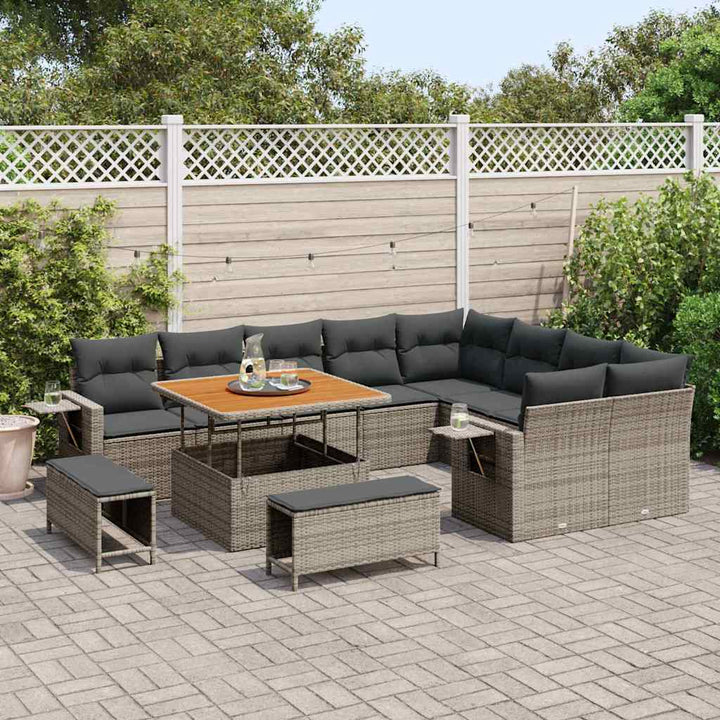 Havesofa Sæt 12 pcs Grå polyrattan